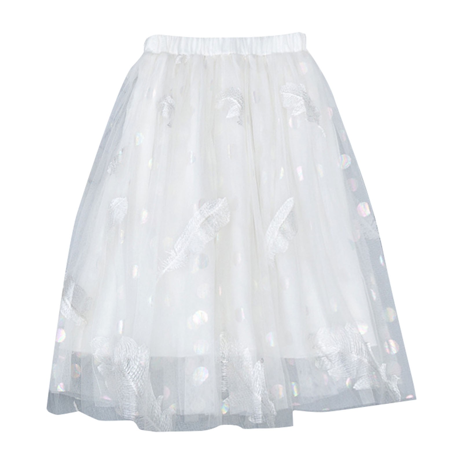 LUOGENLI Girls Skirts Size 10-12 Knee Length Little Child Girls Long Skirt High Waist Mesh Skirt Spotted Skirt Cute Skirt for Girls Girls Skirts with Shorts Size 8 9-10 Years